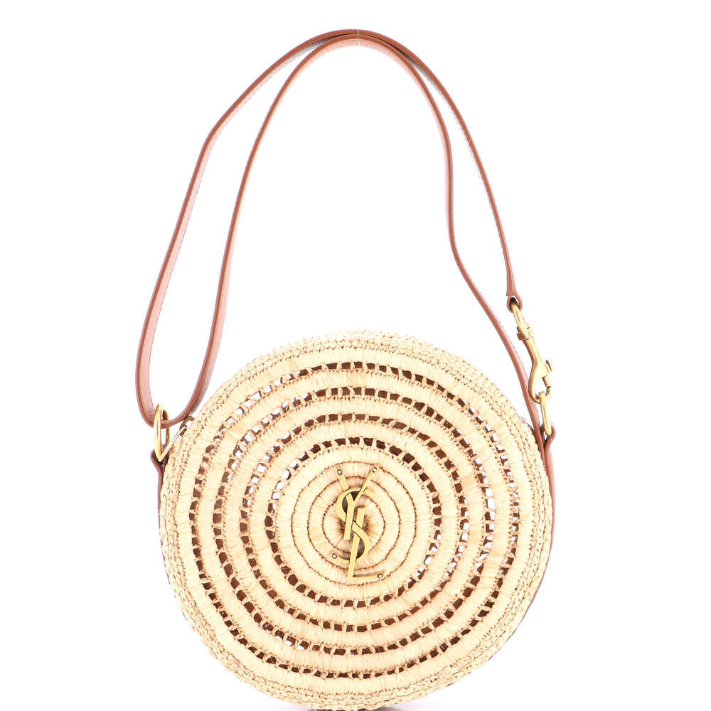 Saint Laurent Monogram Round Camera Bag Raffia